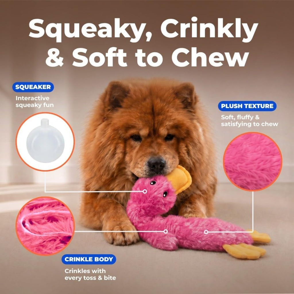 Interactive plush duck squeaky dog toy, additional product photo, Kept in Print