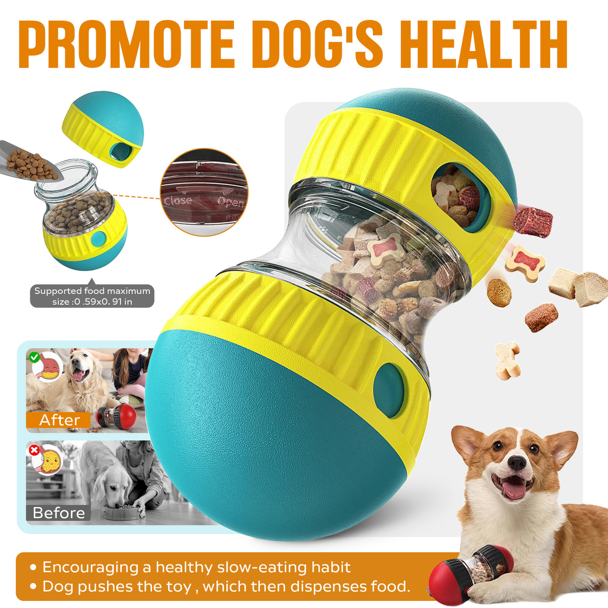 Interactive treat-dispensing puzzle ball dog toy, additional product photo, Kept in Print