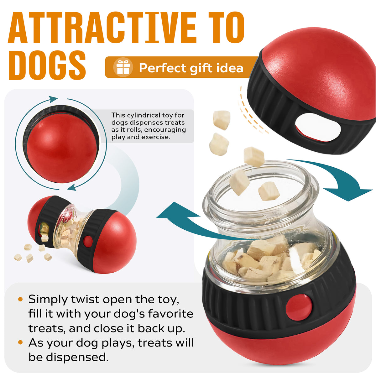 Interactive treat-dispensing puzzle ball dog toy, additional product photo, Kept in Print
