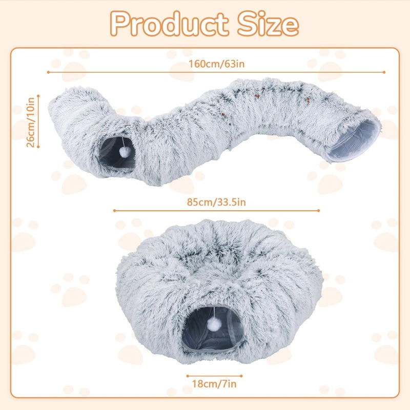 Plush cat tunnel bed and nest, additional product photo, Kept in Print