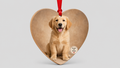 Personalised pet photo wooden ornament with a dog photo printed on it, Kept in Print