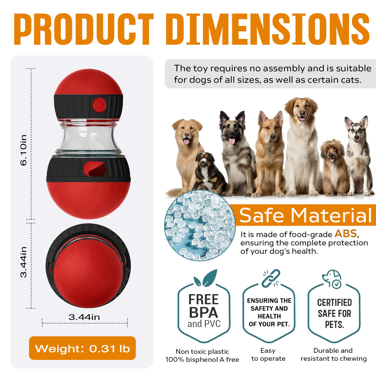 Interactive treat-dispensing puzzle ball dog toy, additional product photo, Kept in Print