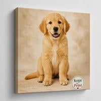 Pet portrait canvas print with a dog photo printed on it, Kept in Print